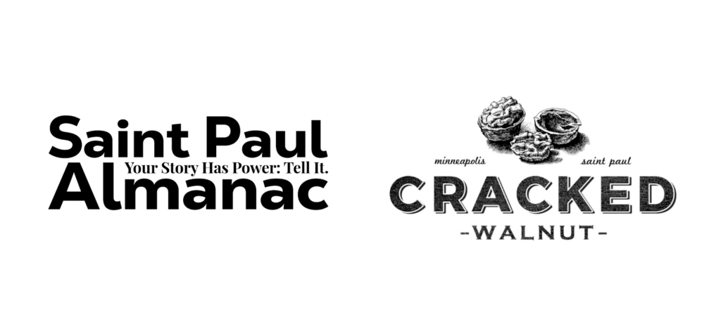Logos for Saint Paul Almanac and Cracked Walnut